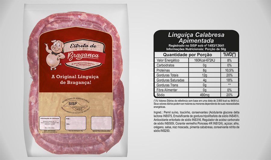 Linguiça Calabresa Apimentada Fina Resfriada 5kg