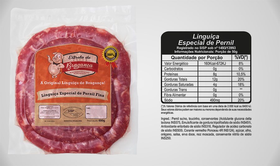 Linguiça Especial de Pernil Fina Congelada 600g