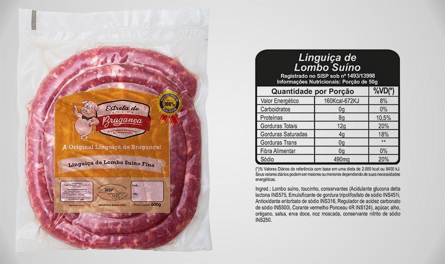 Linguiça de Lombo Suíno Fina Congelada 600g