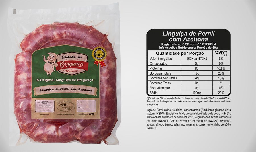 Linguiça de Pernil com Azeitona Congelada 600g